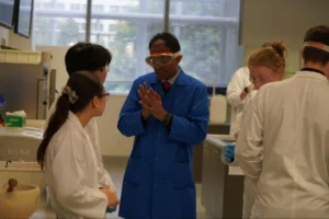 Senior IB students working on a STEM project in a modern lab environment at Westbourne College Sydney